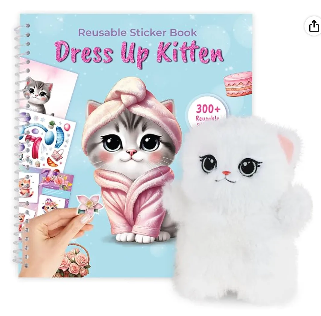 BSCOOL Dress Up Kitten sticker book with plush