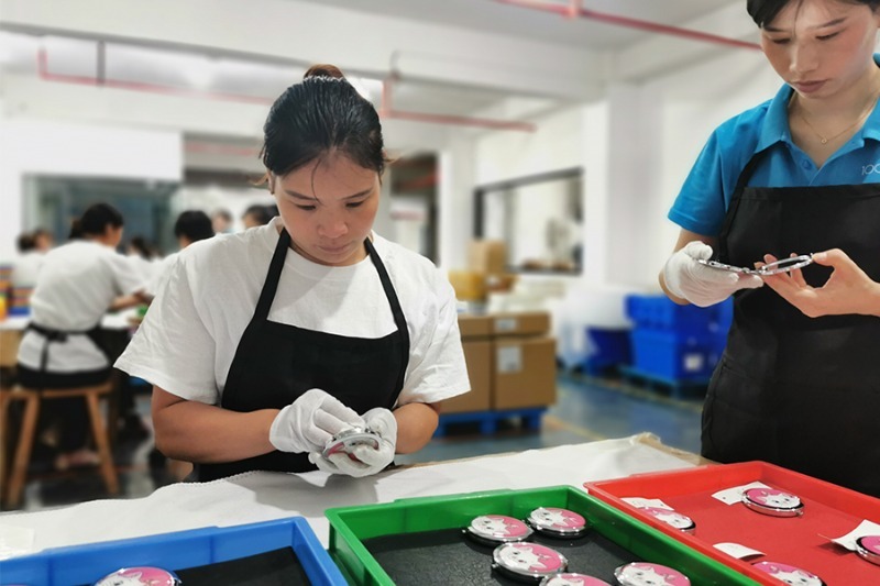 Factory worker checking quality